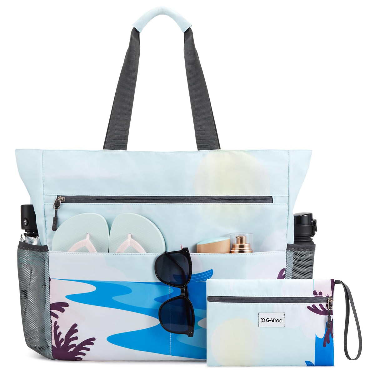 G4Free - G4Free Foldable Waterproof Sandproof Tote Beach Bag -TN23B270C