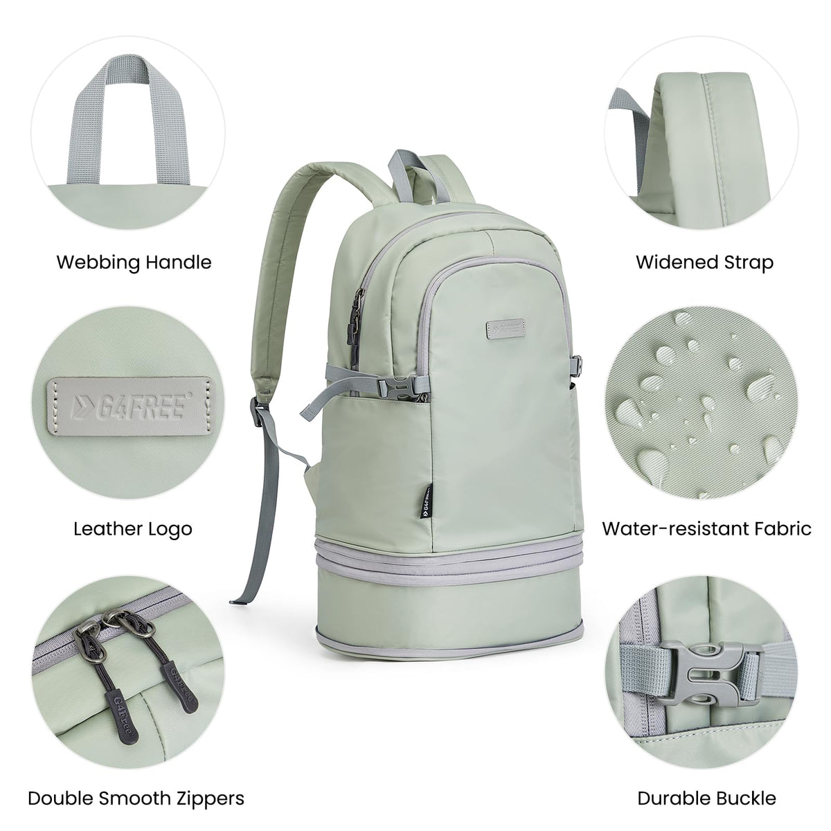 G4Free - G4Free Gym Backpack For Women with Shoes Compartment & Wet Pocket -TN23B238D-TN23B238A-TN23B238B-TN23B238C