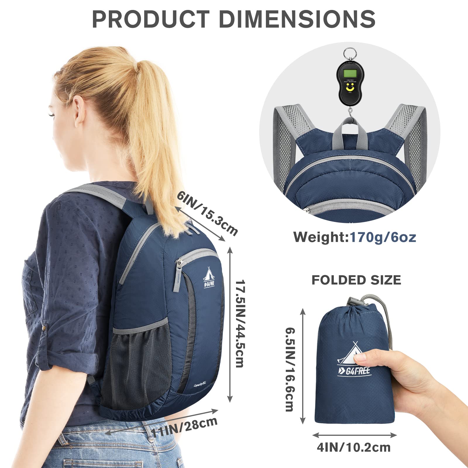 G4Free - G4Free Hiking Daypack Water Resistant Lightweight Packable Backpack -TN22B133A-TN22B133D-TN22B133B-TN22B133C