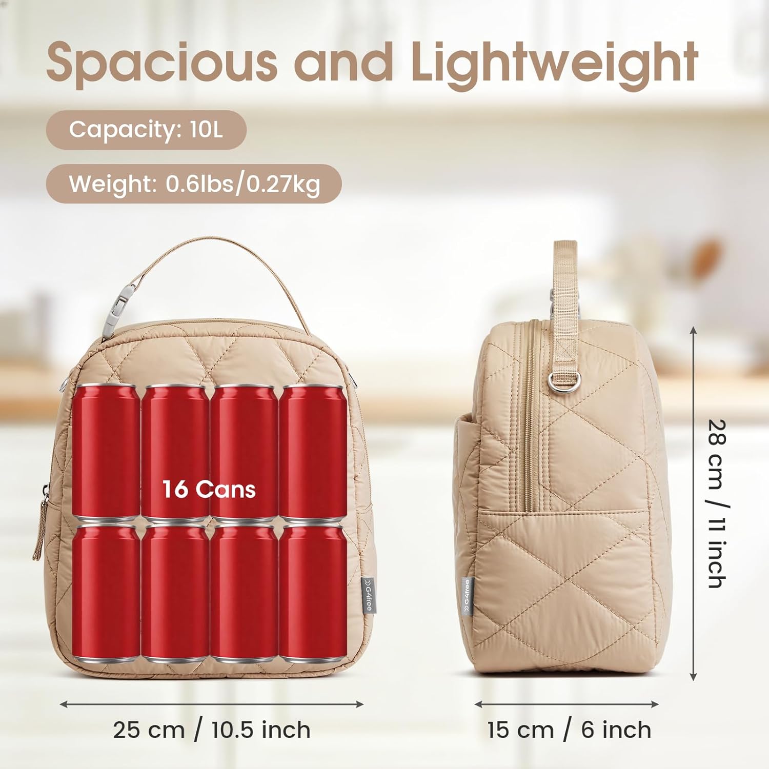 G4Free - G4Free Large Insulated Lunch Bag, Leakproof Quilted Lunch Box Women Men -TN25B590C-TN25B590A-TN25B590B