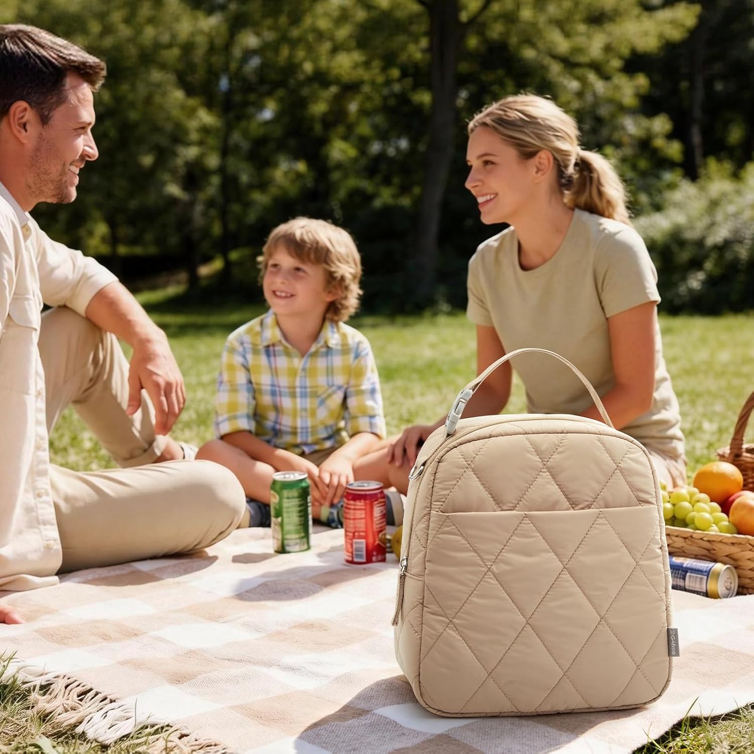 G4Free - G4Free Large Insulated Lunch Bag, Leakproof Quilted Lunch Box Women Men -TN25B590C-TN25B590A-TN25B590B