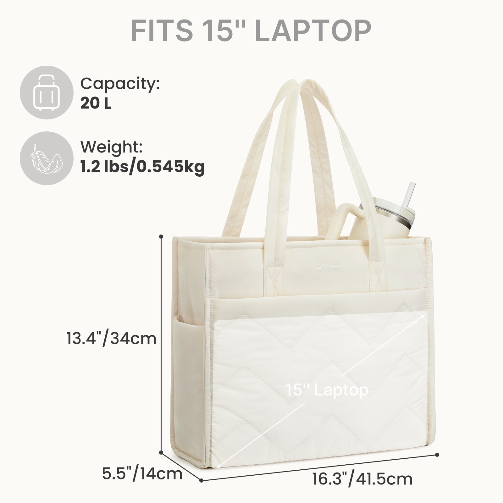 G4Free - G4Free Lightweight Quilted Tote with Laptop Compartment -TN25B591A-TN25B591B-TN25B591C-TN25B591D
