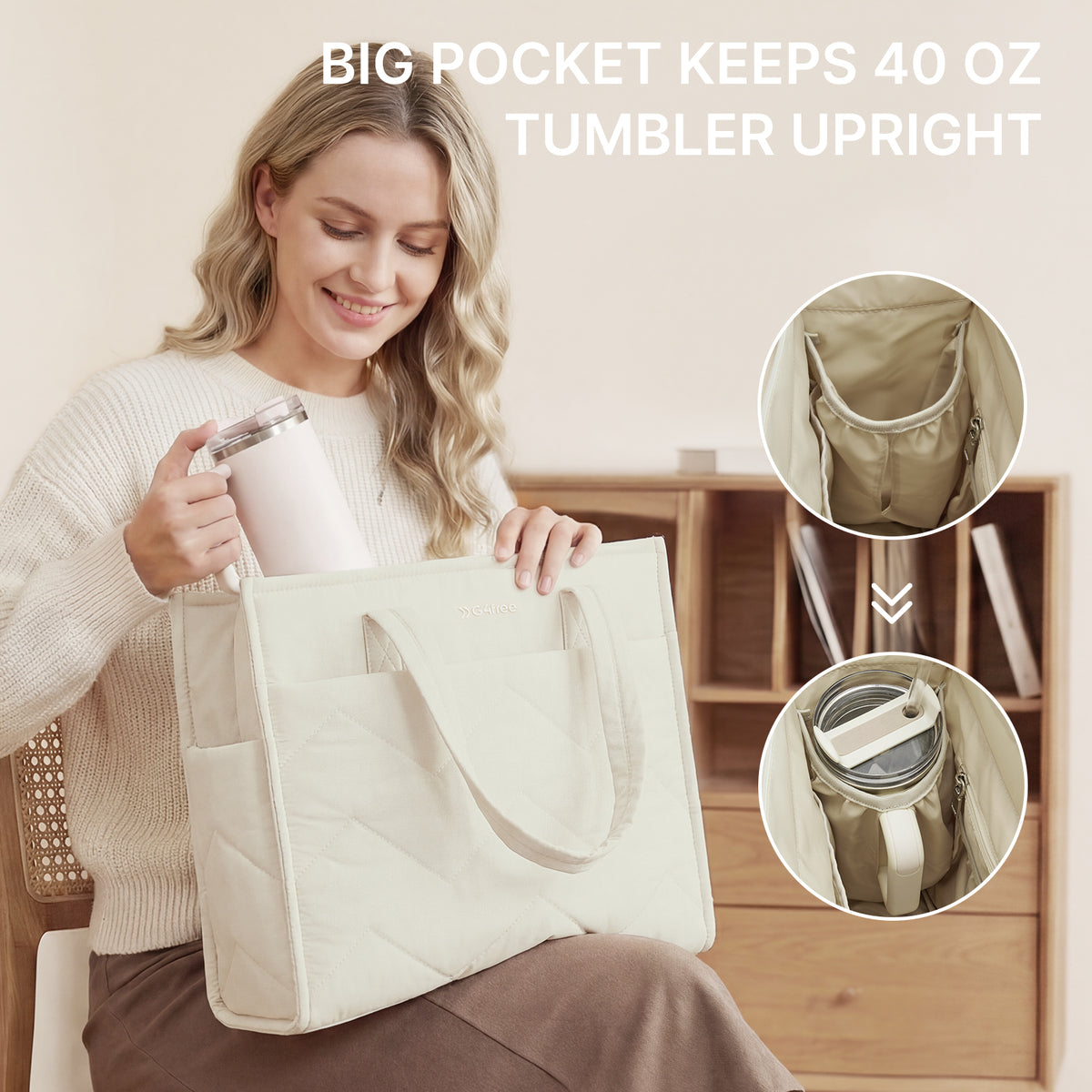 G4Free - G4Free Lightweight Quilted Tote with Laptop Compartment -TN25B591A-TN25B591B-TN25B591C-TN25B591D