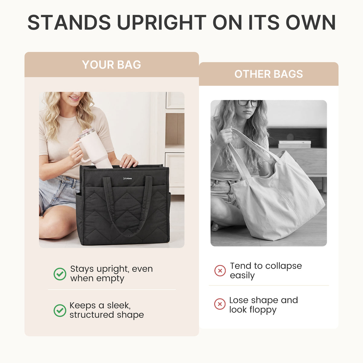 G4Free - G4Free Lightweight Quilted Tote with Laptop Compartment -TN25B591A-TN25B591B-TN25B591C-TN25B591D
