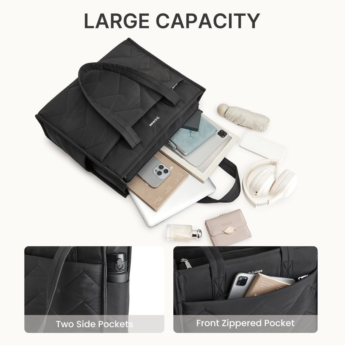 G4Free - G4Free Lightweight Quilted Tote with Laptop Compartment -TN25B591A-TN25B591B-TN25B591C-TN25B591D