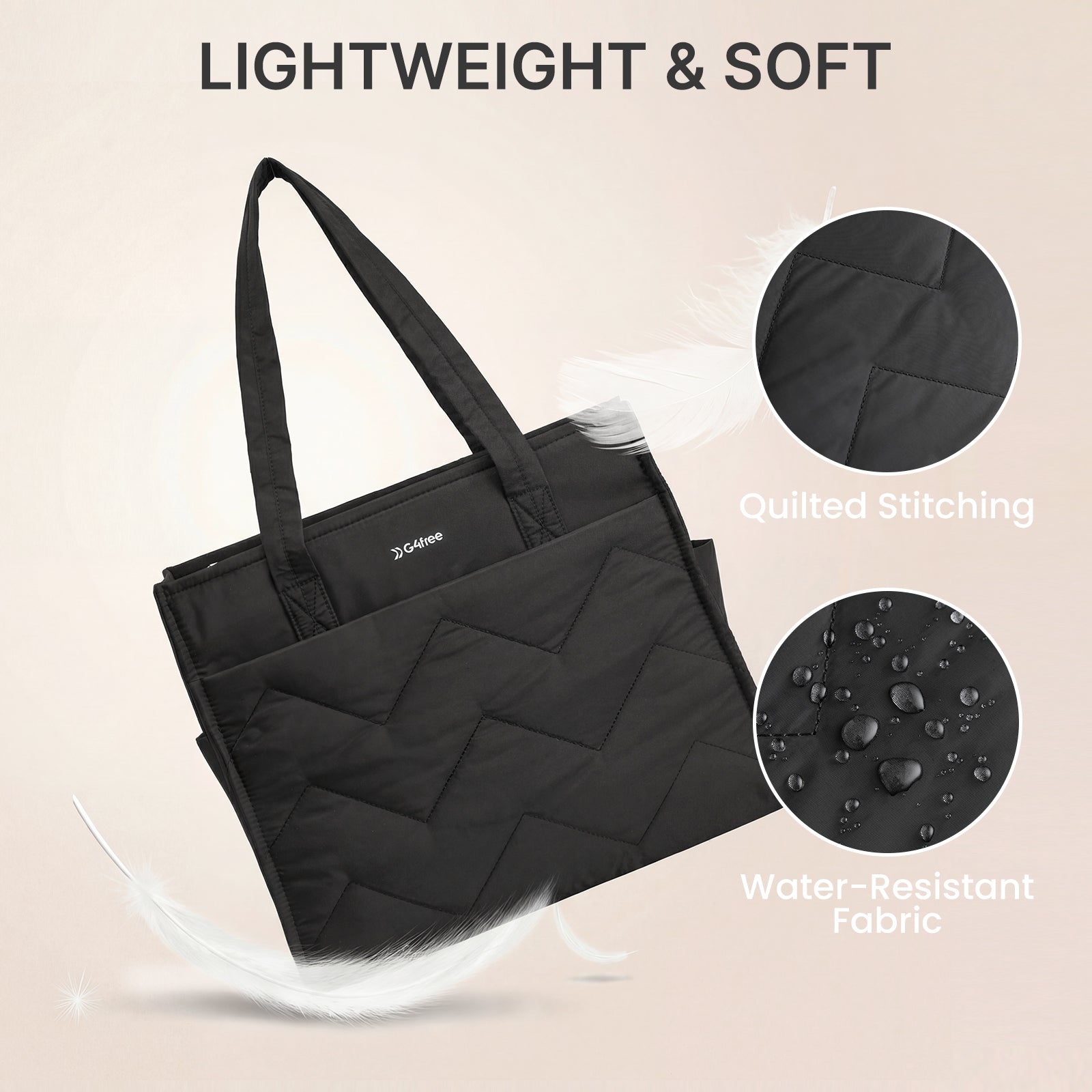 G4Free - G4Free Lightweight Quilted Tote with Laptop Compartment -TN25B591A-TN25B591B-TN25B591C-TN25B591D