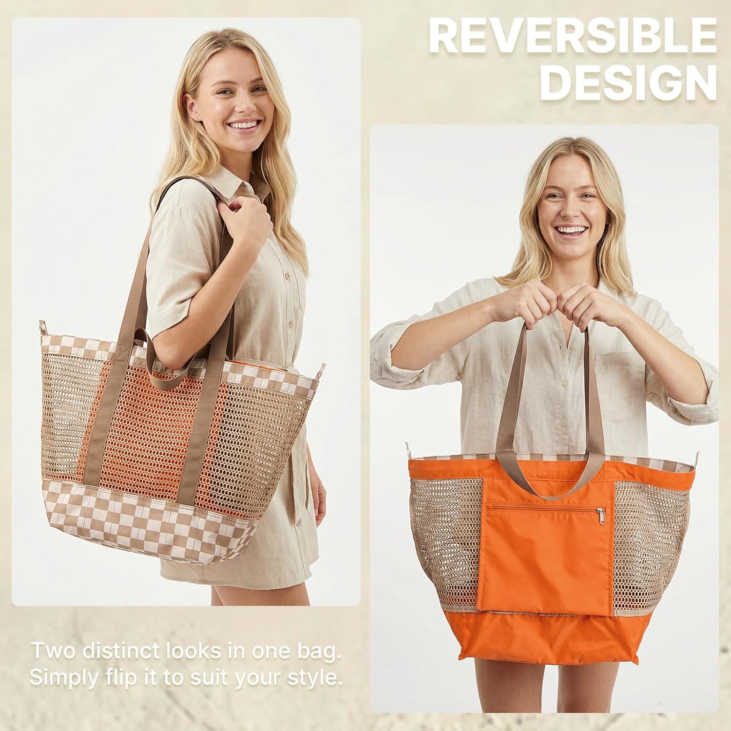 G4Free - G4Free Mesh Beach Tote Bags Extra Large Packable -TN25B599B-TN25B599D-TN25B599A-TN25B599C