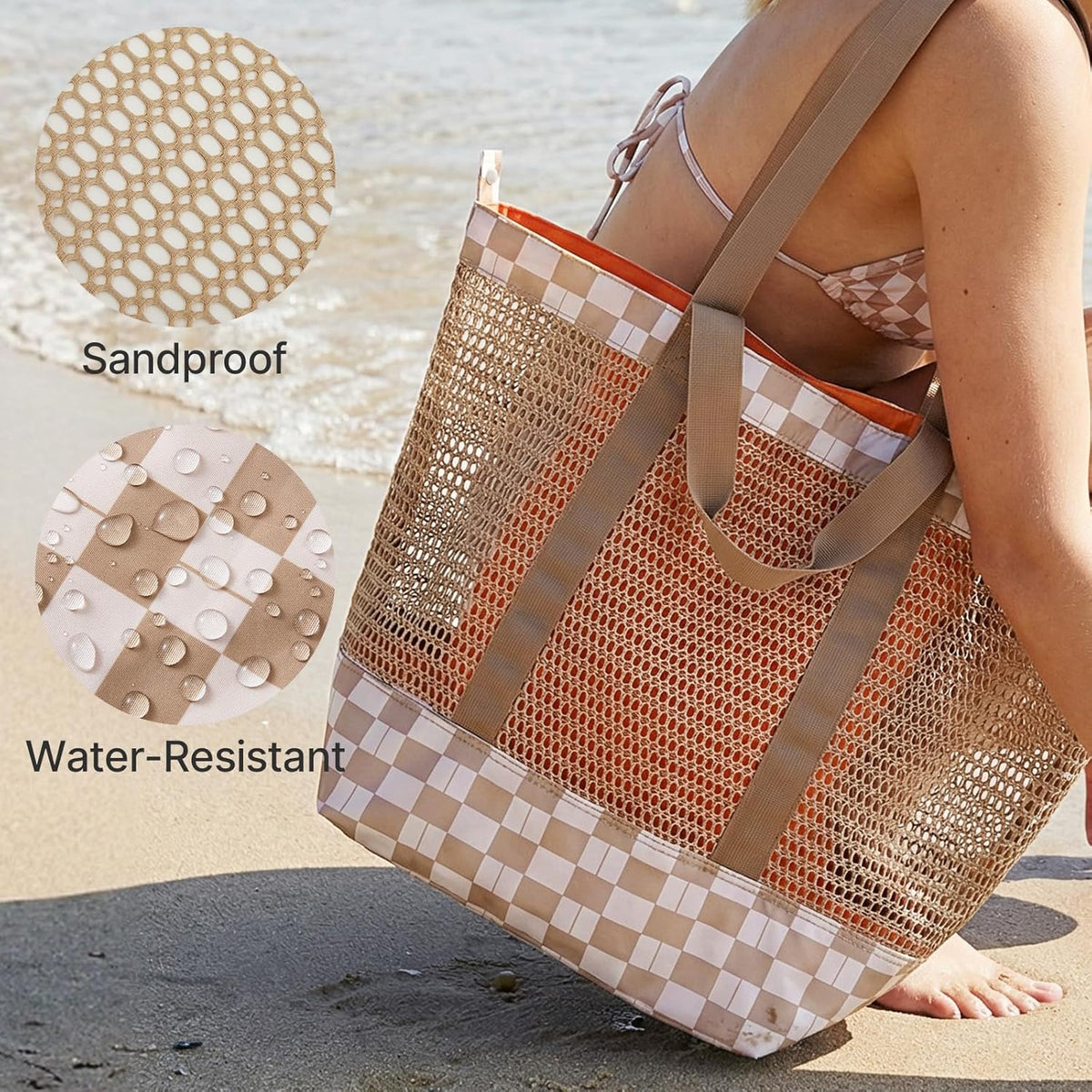 G4Free - G4Free Mesh Beach Tote Bags Extra Large Packable -TN25B599B-TN25B599D-TN25B599A-TN25B599C