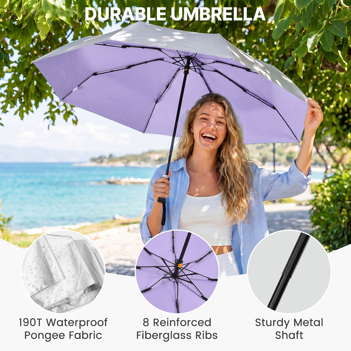 G4Free - G4Free Mini Travel Umbrella with Retractable Handle – UPF 50+ for Sun & Rain -TN26A621A-TN26A621B-TN26A621C-TN26A621D-TN26A621E