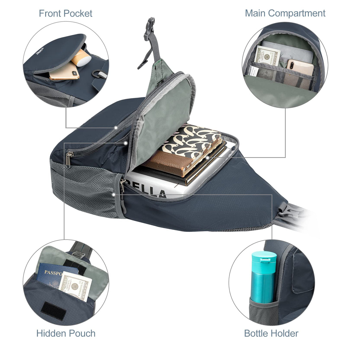 G4Free - G4Free Packable Crossbody Sling Backpack -TN21B007A-TN21B007D-TN21B007B-TN21B007E-TN21B007C