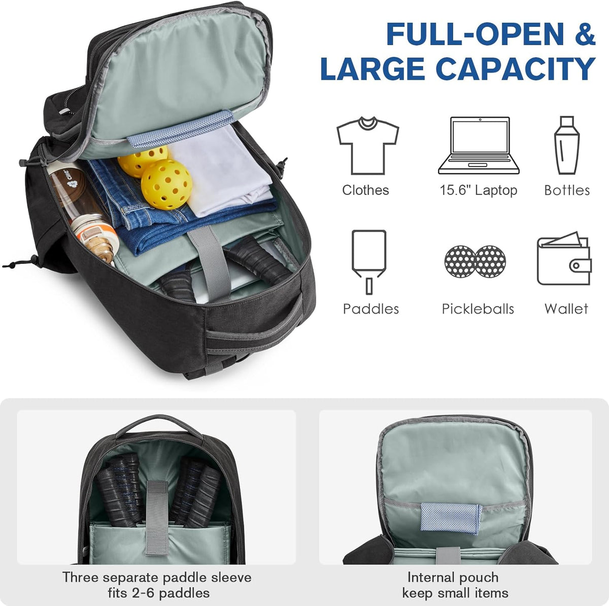 G4Free - G4Free Pickleball Backpack for 2–6 Paddles -TN25B496A-TN25B496B