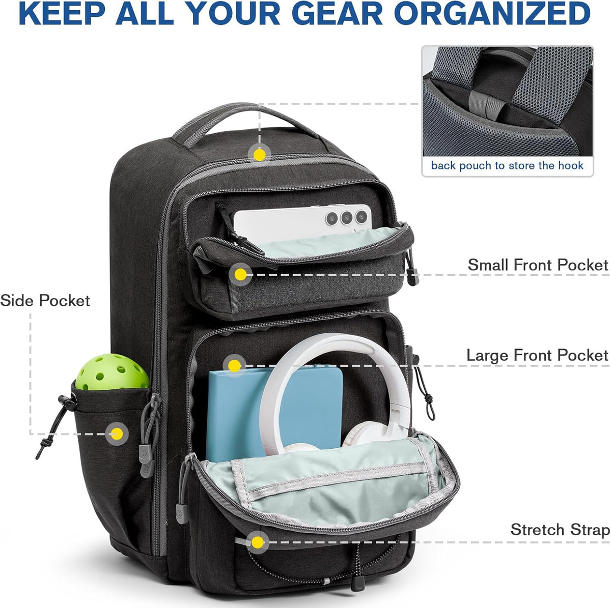 G4Free - G4Free Pickleball Backpack for 2–6 Paddles -TN25B496A-TN25B496B