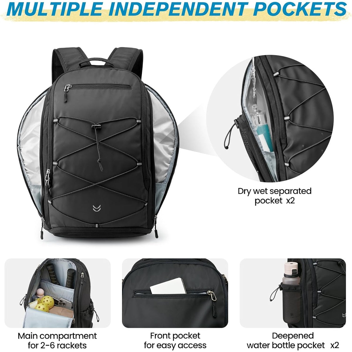 G4Free - G4Free Pickleball School Backpack with Fence Hook Laptop Compartment -TN25B518B-TN25B518A
