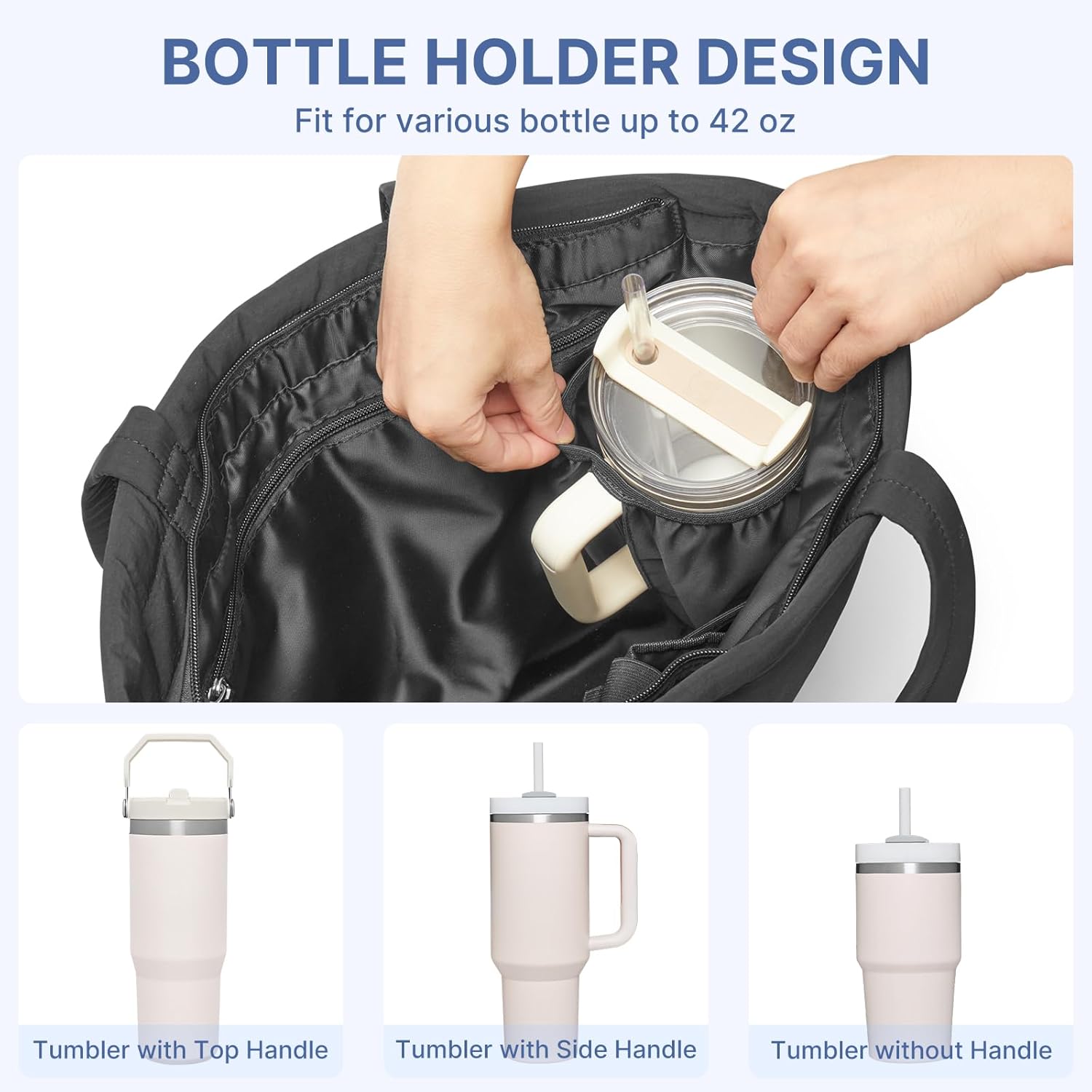 G4Free - G4Free Puffer Shoulder Bag with Cup Holder and Laptop Compartment -TN25B532B-TN25B532C-TN25B532A