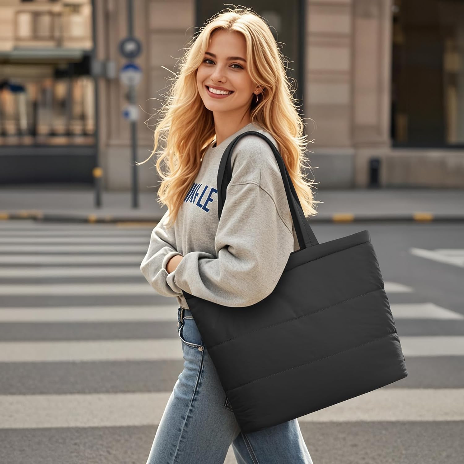 G4Free - G4Free Puffer Shoulder Bag with Cup Holder and Laptop Compartment -TN25B532B-TN25B532C-TN25B532A