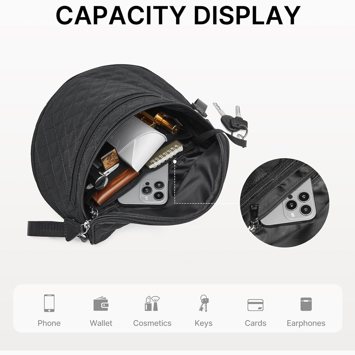 G4Free - G4Free Quilted Bum Bag Spacious Nylon with Removable Pouch -TN25B574B-TN25B574C-TN25B574A