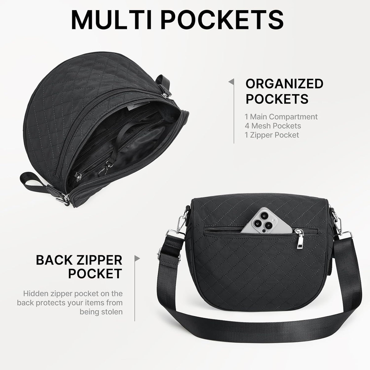 G4Free - G4Free Quilted Bum Bag Spacious Nylon with Removable Pouch -TN25B574B-TN25B574C-TN25B574A