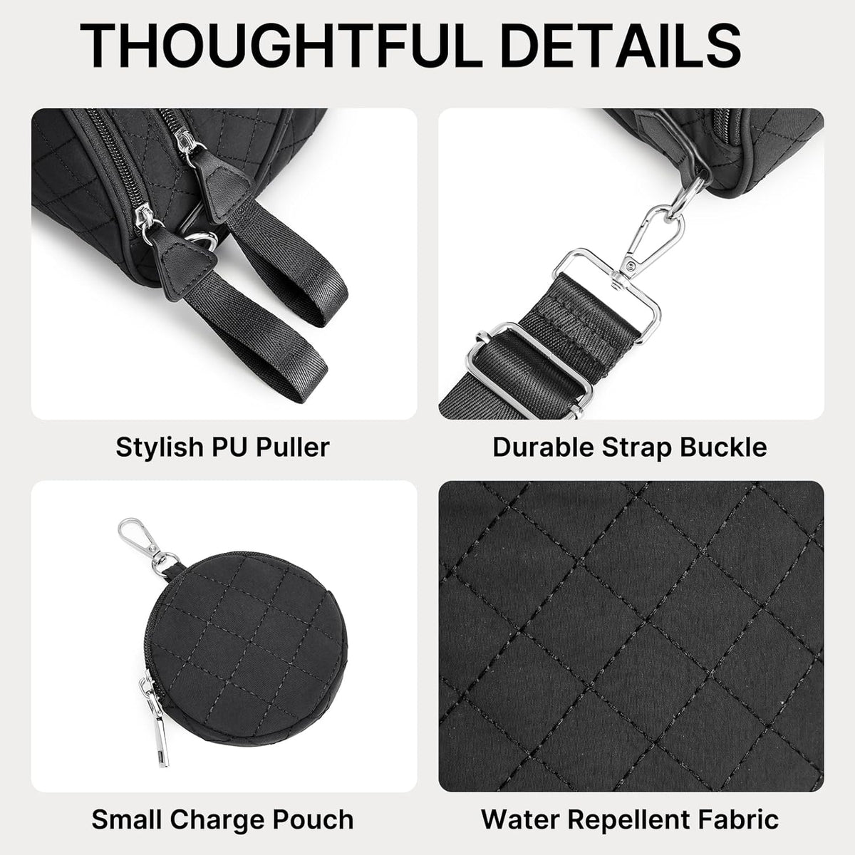 G4Free - G4Free Quilted Bum Bag Spacious Nylon with Removable Pouch -TN25B574B-TN25B574C-TN25B574A