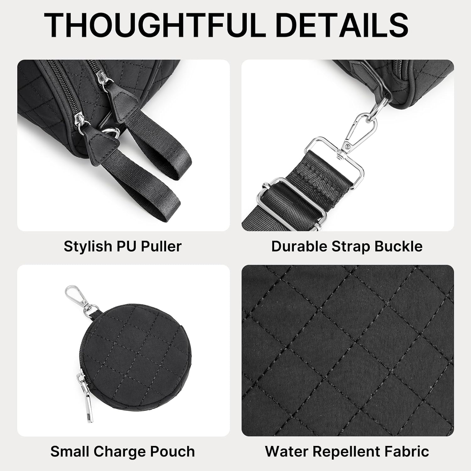 G4Free - G4Free Quilted Bum Bag Spacious Nylon with Removable Pouch -TN25B574B-TN25B574C-TN25B574A