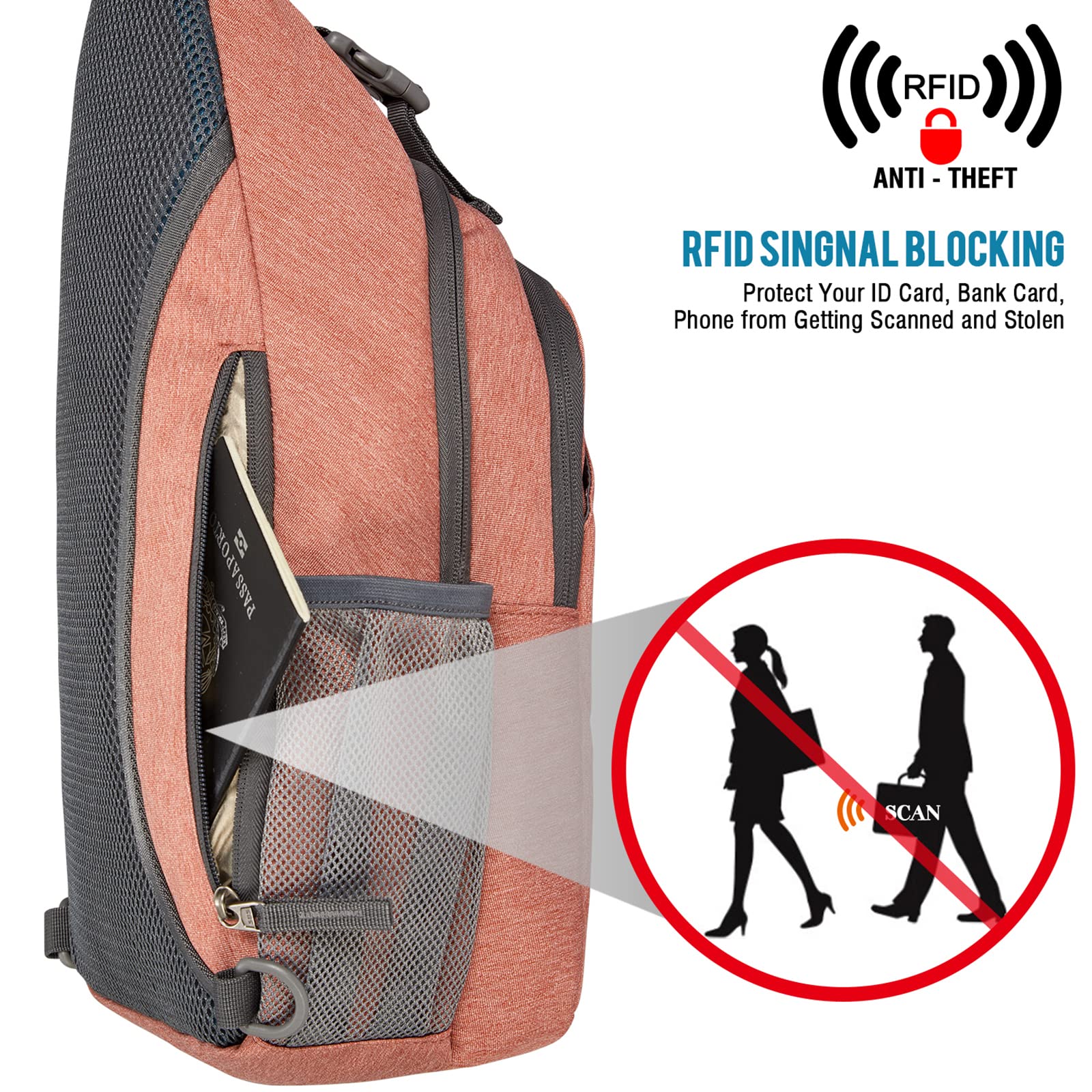 G4Free - G4Free RFID Blocking Sling Bag -D02V743C-D02V743P-D02V743S-D02V743A-D02V743N