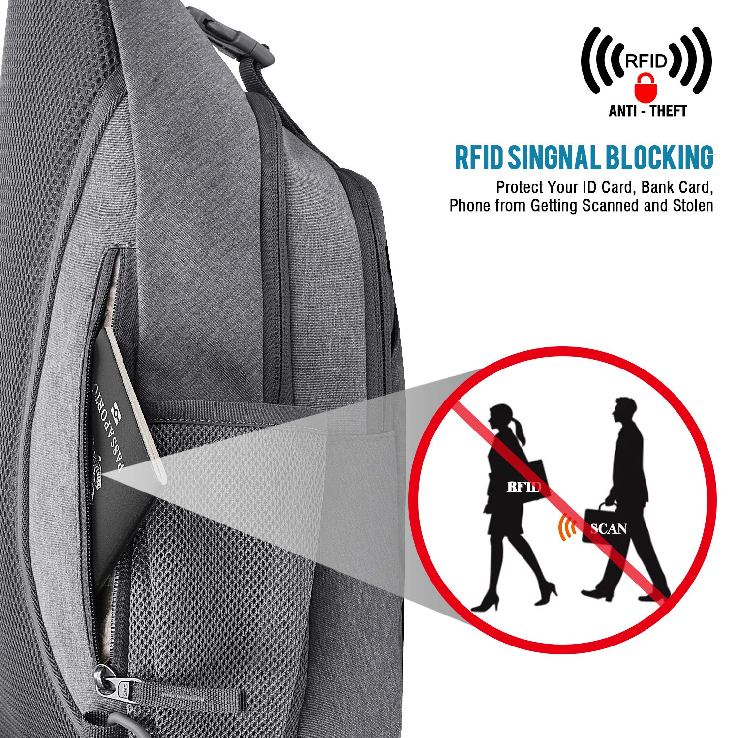 G4Free - G4Free RFID Blocking Sling Bag -D02V743C-D02V743P-D02V743S-D02V743A-D02V743N