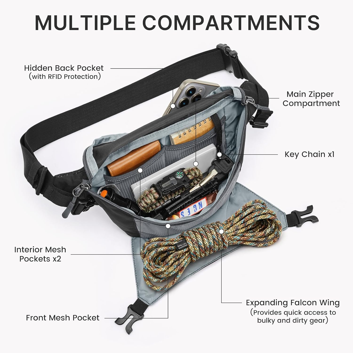 G4Free - G4Free Recycled Fanny for Men Anti-Theft Crossbody Belt Bag with RFID -TN25B549A-TN25B549B