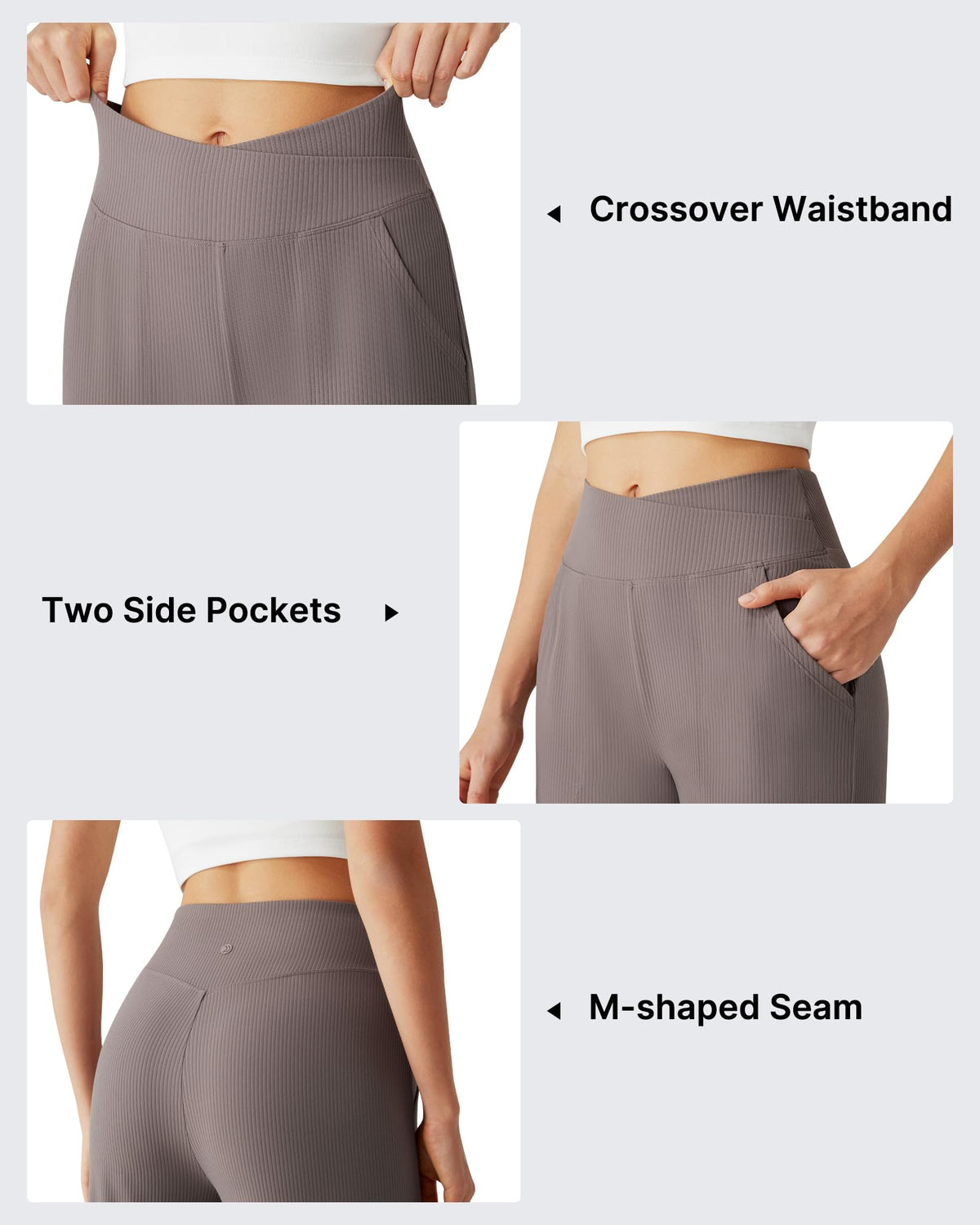 G4Free - G4Free Ribbed 29" Inseam V Waistband Ankle Pants with Pockets -GF26J780A001A-S-GF26J780A001B-M-GF26J780A001C-L-GF26J780A001D-XL-GF26J780A001E-XXL