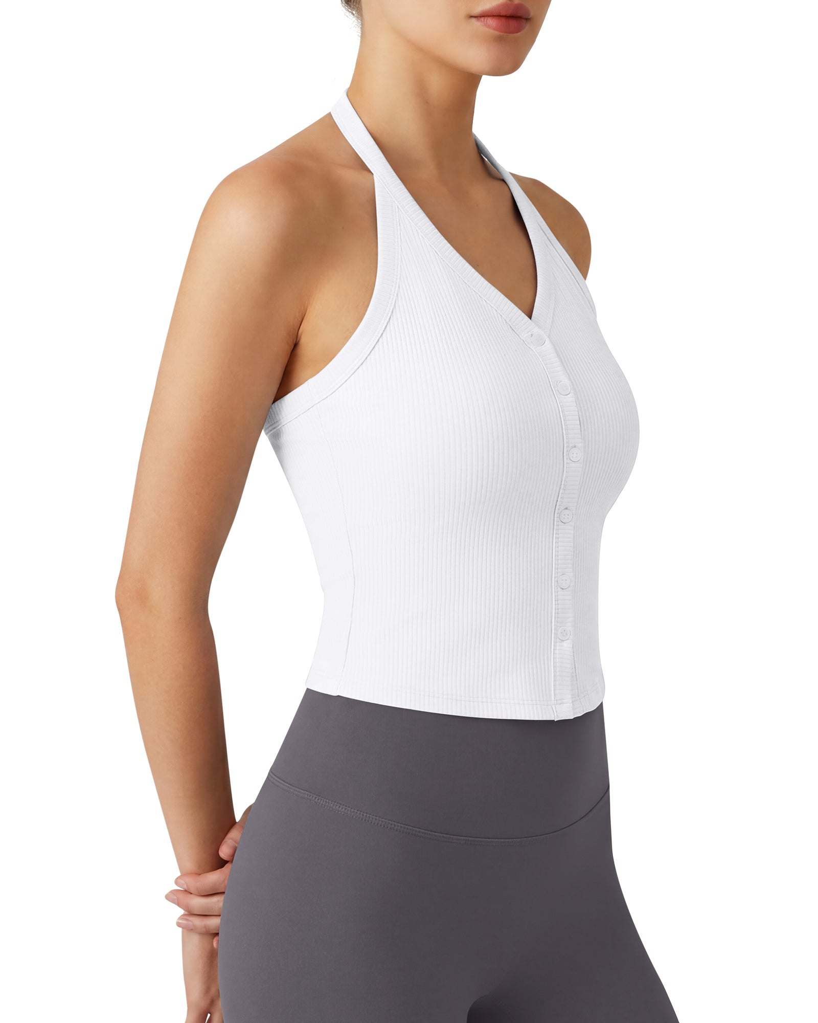 G4Free - G4Free Ribbed Backless Halter Crop Cami -GF26L983A001F-XS-GF26L983A001A-S-GF26L983A001B-M-GF26L983A001C-L-GF26L983A001D-XL