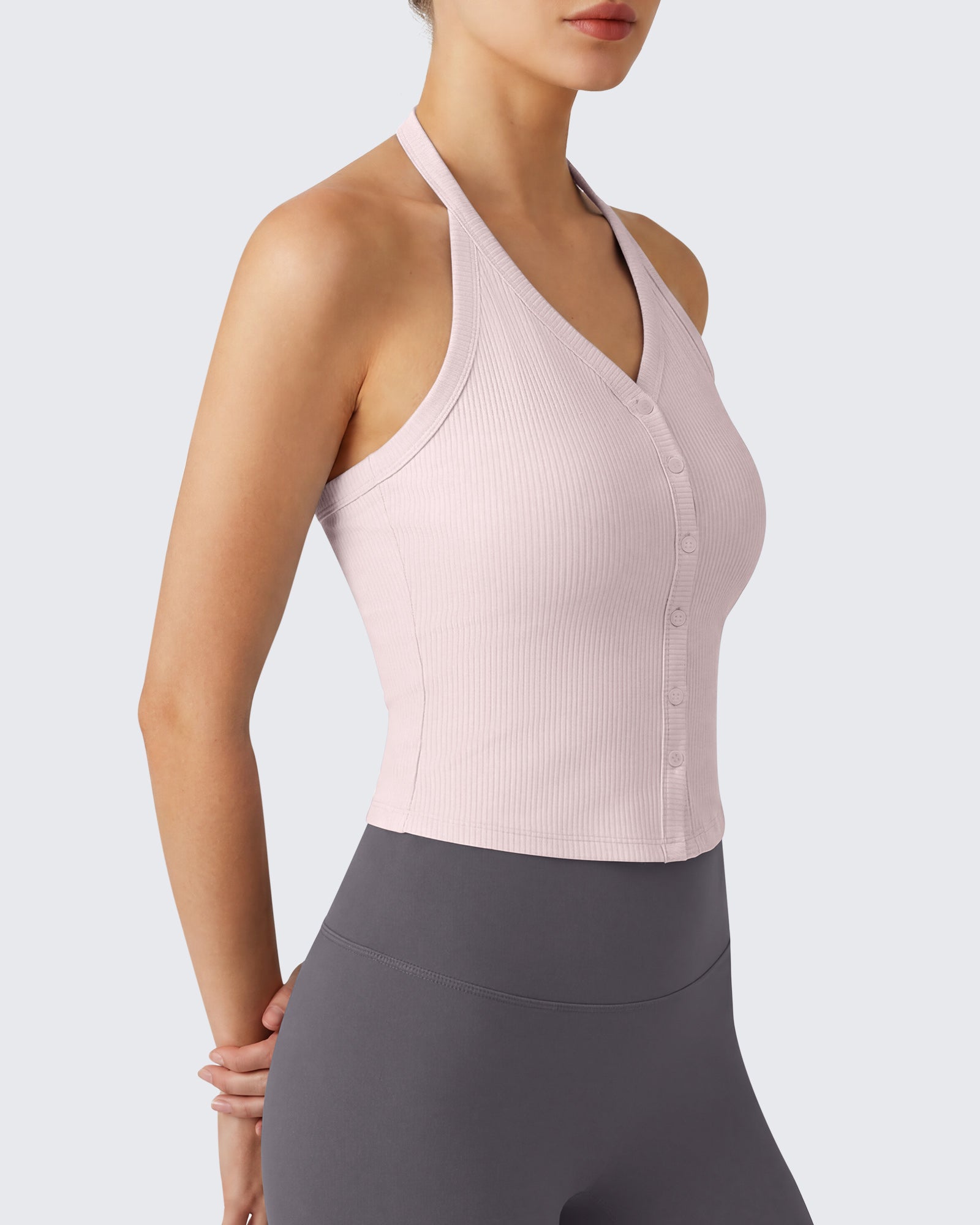 G4Free - G4Free Ribbed Backless Halter Crop Cami -GF26L983A001F-XS-GF26L983A001A-S-GF26L983A001B-M-GF26L983A001C-L-GF26L983A001D-XL