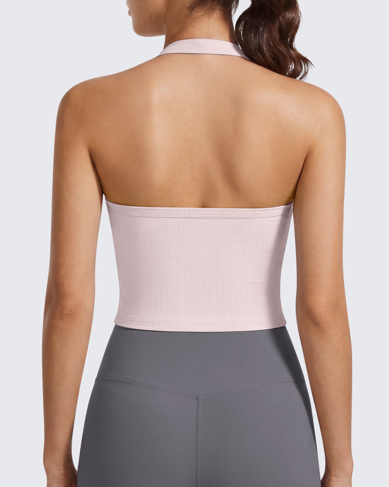 G4Free - G4Free Ribbed Backless Halter Crop Cami -GF26L983A001F-XS-GF26L983A001A-S-GF26L983A001B-M-GF26L983A001C-L-GF26L983A001D-XL