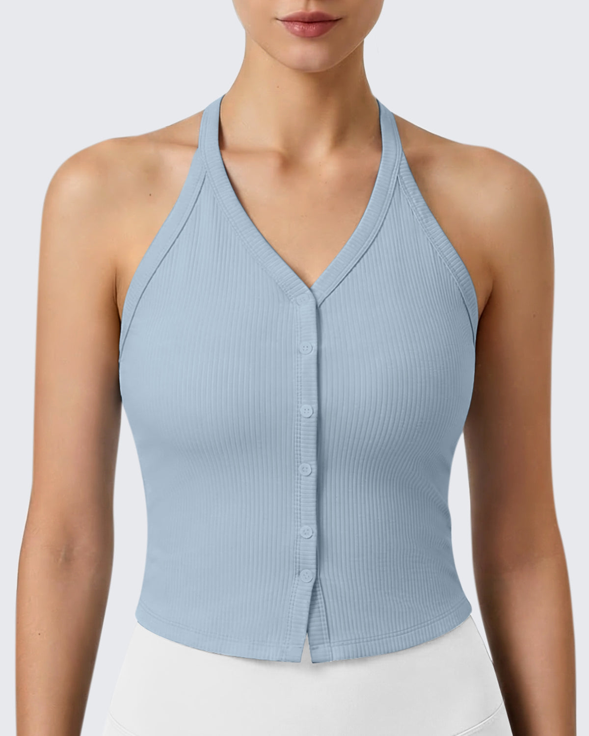 G4Free - G4Free Ribbed Backless Halter Crop Cami -GF26L983A001F-XS-GF26L983A001A-S-GF26L983A001B-M-GF26L983A001C-L-GF26L983A001D-XL