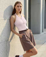 G4Free - G4Free Ribbed Backless Halter Crop Cami -GF26L983A001F-XS-GF26L983A001A-S-GF26L983A001B-M-GF26L983A001C-L-GF26L983A001D-XL