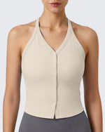G4Free - G4Free Ribbed Backless Halter Crop Cami -GF26L983A001F-XS-GF26L983A001A-S-GF26L983A001B-M-GF26L983A001C-L-GF26L983A001D-XL