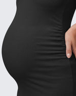 G4Free - G4Free Ribbed Square Neck Midi Maternity Tank Dress -GF26VY980A001A-S-GF26VY980A001B-M-GF26VY980A001C-L-GF26VY980A001D-XL-GF26VY980A001E-XXL