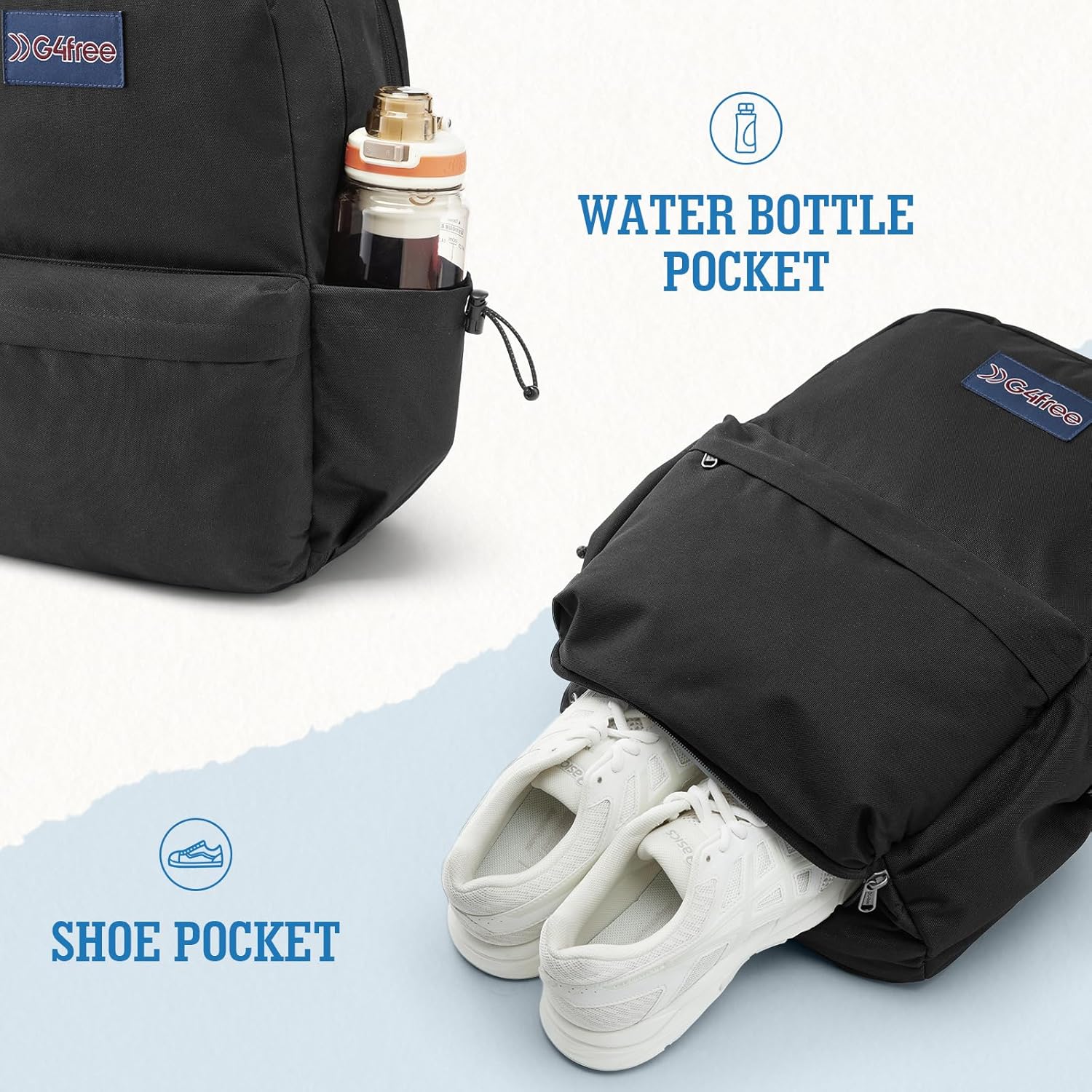 G4Free - G4Free School Lightweight with Laptop Compartment Pockets Backpack -TN25B523A-TN25B523C-TN25B523B