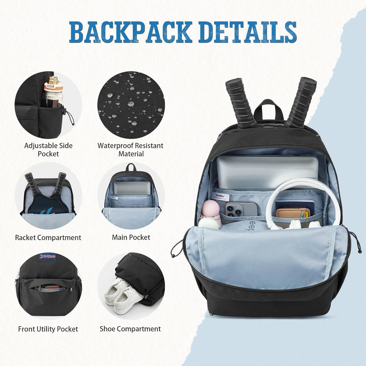 G4Free - G4Free School Lightweight with Laptop Compartment Pockets Backpack -TN25B523A-TN25B523C-TN25B523B