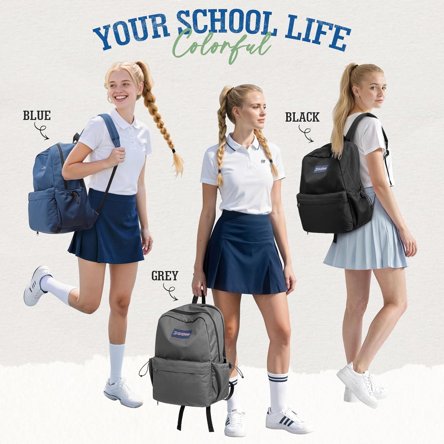 G4Free - G4Free School Lightweight with Laptop Compartment Pockets Backpack -TN25B523A-TN25B523C-TN25B523B