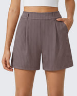G4Free - G4Free ShiftReady 5" High Waisted Pleated Trouser Shorts with Pockets -GF26E1004LJA001A-S-GF26E1004LJA001B-M-GF26E1004LJA001C-L-GF26E1004LJA001D-XL-GF26E1004LJA001E-XXL