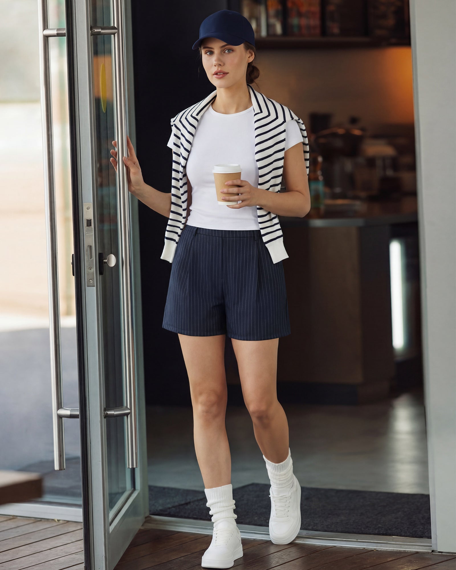 G4Free - G4Free ShiftReady 5" High Waisted Pleated Trouser Shorts with Pockets -GF26E1004LJA001A-S-GF26E1004LJA001B-M-GF26E1004LJA001C-L-GF26E1004LJA001D-XL-GF26E1004LJA001E-XXL