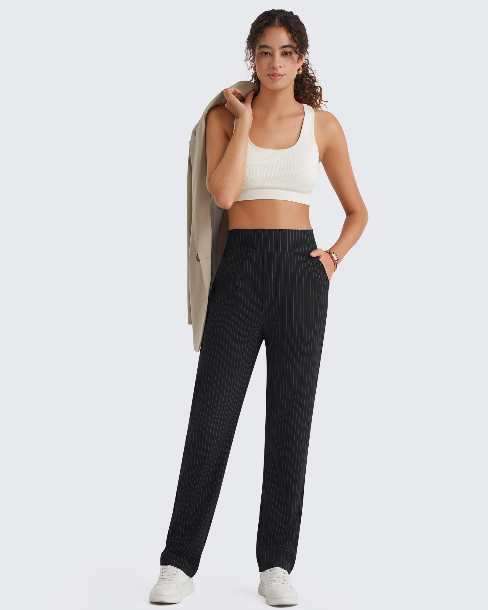 G4Free - G4Free ShiftReady Pinstripe Work Pants with Pockets Straight Leg -GF26D987LJA001A-S-GF26D987LJA001B-M-GF26D987LJA001C-L-GF26D987LJA001D-XL-GF26D987LJA001E-XXL
