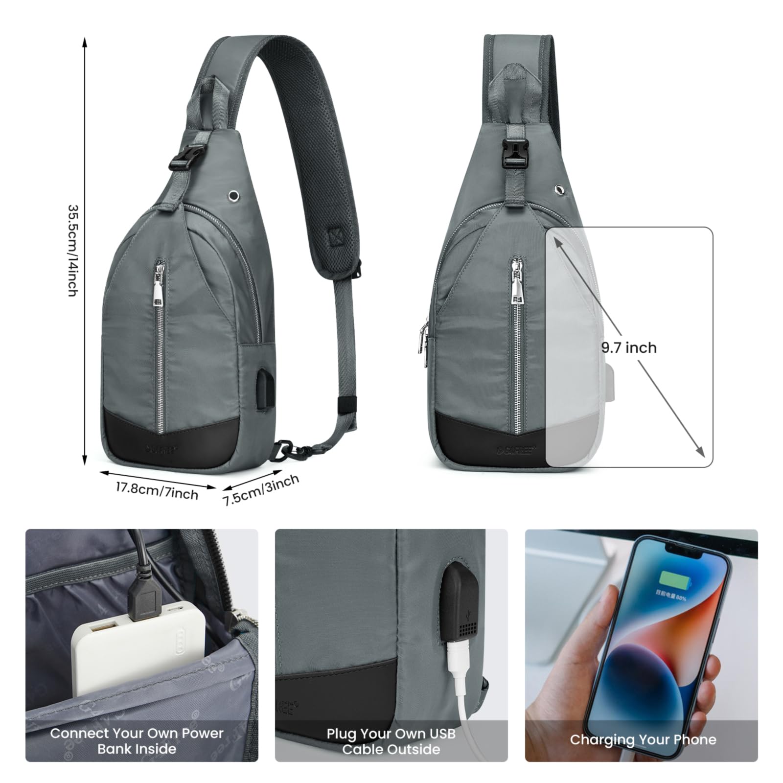 G4Free - G4Free Sling Bag RFID Blocking Crossbody Sling Bag -TN23B196C-TN23B196B