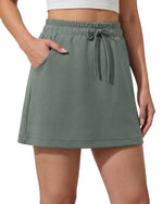 G4Free - G4Free Smoofit 16" Modal Soft A Line Sweat Skirt Elastic Drawstring with Pockets -GF26S966A001A-S-GF26S966A001B-M-GF26S966A001C-L-GF26S966A001D-XL-GF26S966A001F-XS