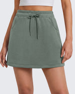 G4Free - G4Free Smoofit 16" Modal Soft A Line Sweat Skirt Elastic Drawstring with Pockets -GF26S966A001A-S-GF26S966A001B-M-GF26S966A001C-L-GF26S966A001D-XL-GF26S966A001F-XS