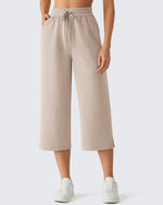 G4Free - G4Free Smoofit Drawstring Wide Leg Capri Pants with Pockets -GF26J907A001A-S