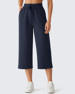 G4Free - G4Free Smoofit Drawstring Wide Leg Capri Pants with Pockets -GF26J907A001A-S