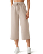 G4Free - G4Free Smoofit Drawstring Wide Leg Capri Pants with Pockets -GF26J907A001A-S-GF26J907A001B-M-GF26J907A001C-L-GF26J907A001D-XL-GF26J907A001E-XXL