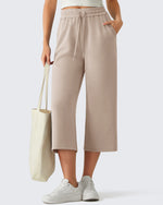 G4Free - G4Free Smoofit Drawstring Wide Leg Capri Pants with Pockets -GF26J907A001A-S-GF26J907A001B-M-GF26J907A001C-L-GF26J907A001D-XL-GF26J907A001E-XXL