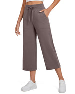 G4Free - G4Free Smoofit High Waisted Drawstring Wide Leg Capris with Pockets -GF26J982A001A-S-GF26J982A001B-M-GF26J982A001C-L-GF26J982A001D-XL-GF26J982A001E-XXL