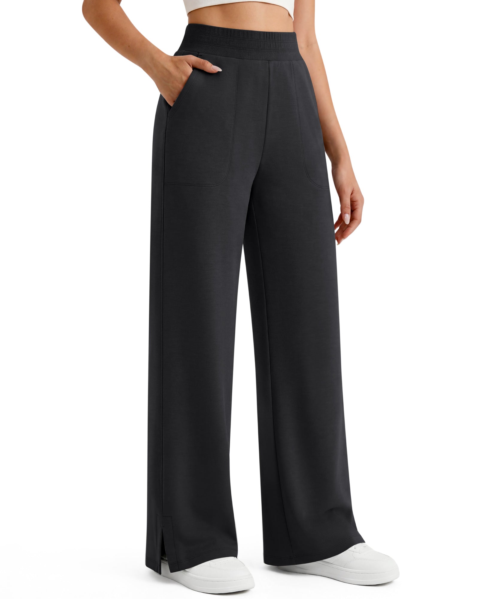 G4Free - G4Free Smoofit Modal Soft Sweatpants Ribbed Waist Side Slit with Pockets -GF26J1018A001A-S-GF26J1018A001B-M-GF26J1018A001C-L-GF26J1018A001D-XL-GF26J1018A001E-XXL
