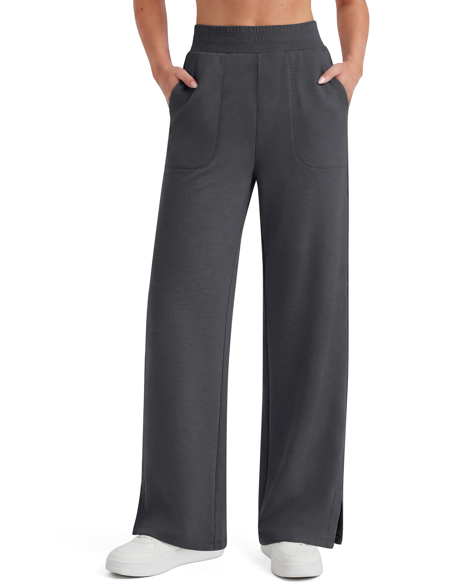 G4Free - G4Free Smoofit Modal Soft Sweatpants Ribbed Waist Side Slit with Pockets -GF26J1018A001A-S-GF26J1018A001B-M-GF26J1018A001C-L-GF26J1018A001D-XL-GF26J1018A001E-XXL